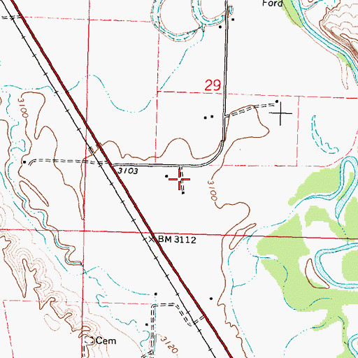 Topographic Map of 03S35E29CDBA01 Well, MT