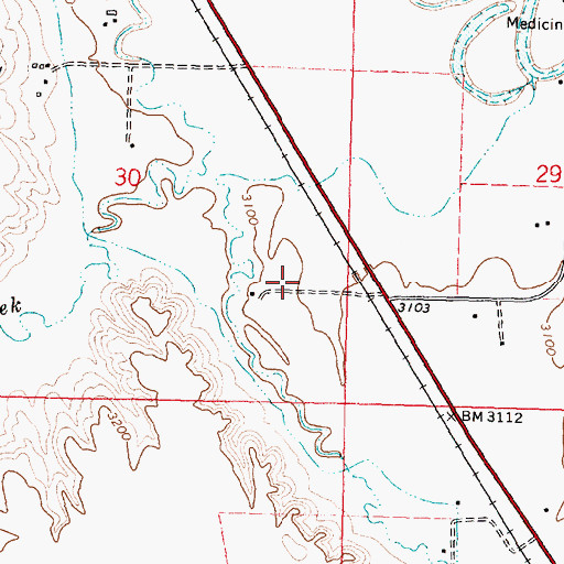 Topographic Map of 03S35E30DA__01 Well, MT