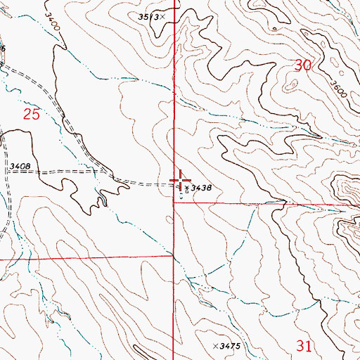 Topographic Map of 03S49E30CCDC01 Well, MT