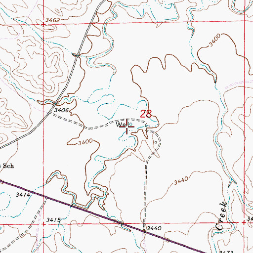Topographic Map of 03S48E28CAAA01 Well, MT