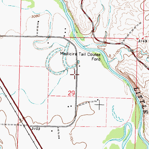 Topographic Map of 03S35E29BDAA01 Well, MT
