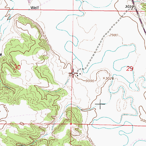 Topographic Map of 03S45E29CBBB01 Well, MT