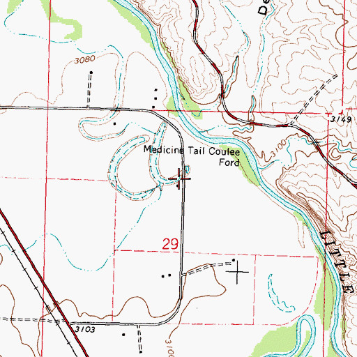 Topographic Map of 03S35E29ABCC01 Well, MT