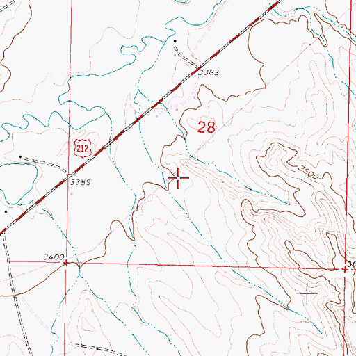Topographic Map of 03S39E28CAAC01 Well, MT