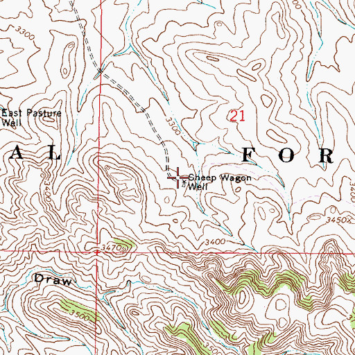 Topographic Map of 03S46E21CDBA01 Well, MT