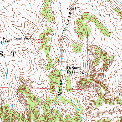 Topographic Map of 03S46E22DBDD01 Spring, MT
