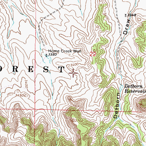 Topographic Map of 03S46E22CACA01 Well, MT