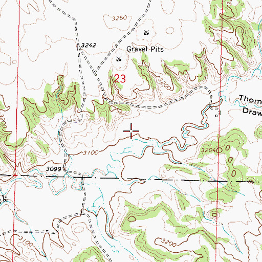 Topographic Map of 03S45E23DCBA01 Well, MT