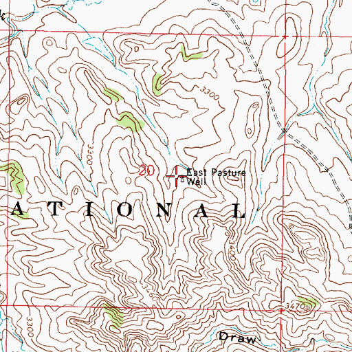 Topographic Map of 03S46E20DBAB01 Well, MT
