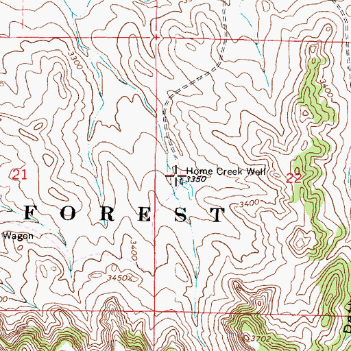 Topographic Map of 03S46E22CBBA01 Well, MT