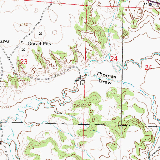 Topographic Map of 03S45E23DADA01 Well, MT