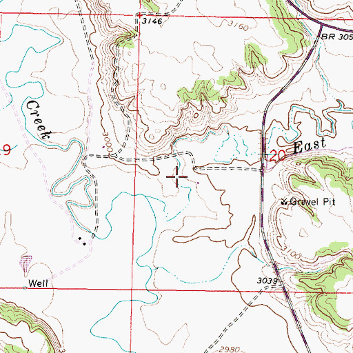 Topographic Map of 03S45E20CBAD01 Well, MT