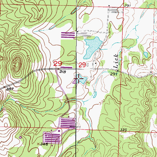 Topographic Map of Rolling Hills Pond, AR
