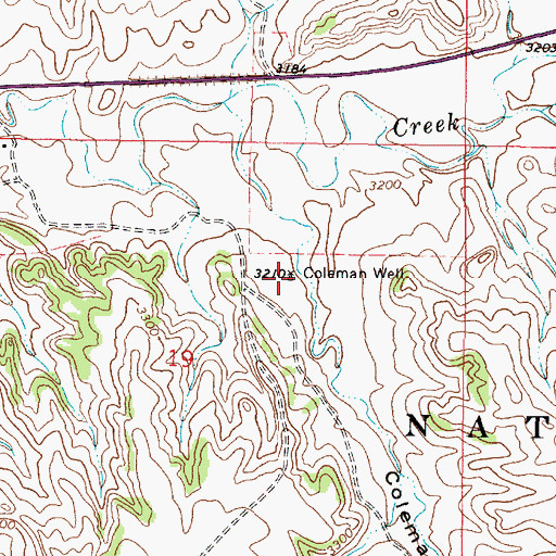Topographic Map of 03S46E19ACBA01 Well, MT