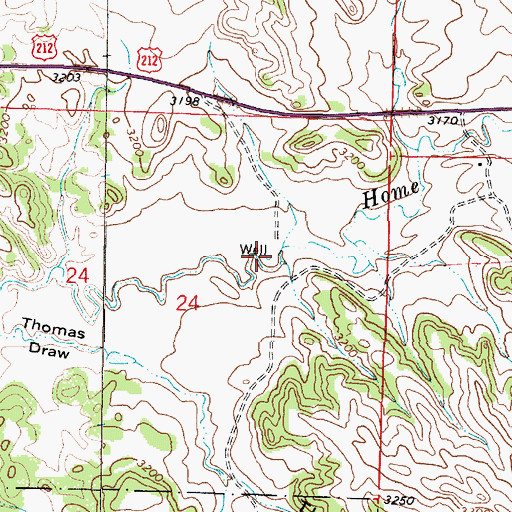 Topographic Map of 03S45E24ACDA01 Well, MT