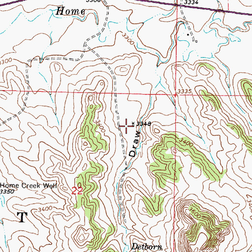 Topographic Map of 03S46E22AACB01 Well, MT