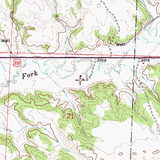 Topographic Map of 03S45E21ABDC01 Well, MT