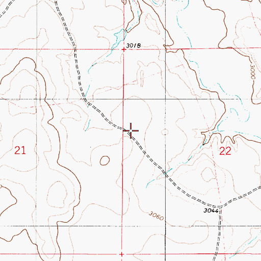 Topographic Map of 03S54E20BDDB01 Well, MT