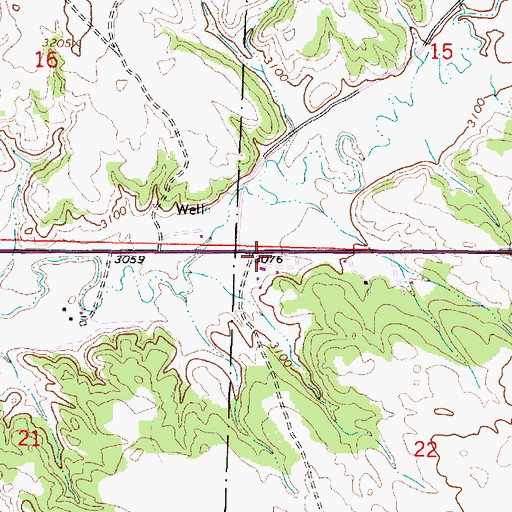 Topographic Map of 03S45E22BBBA01 Well, MT