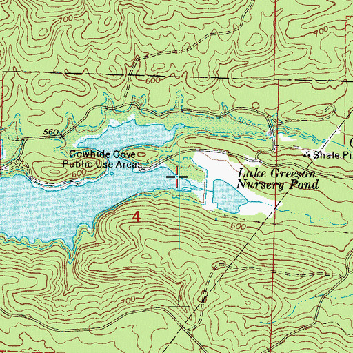 Topographic Map of Lake Greeson Nursery Pond Dam, AR