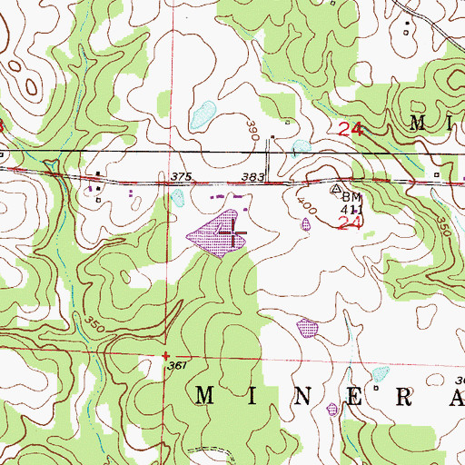 Topographic Map of Kever Lake Dam, AR