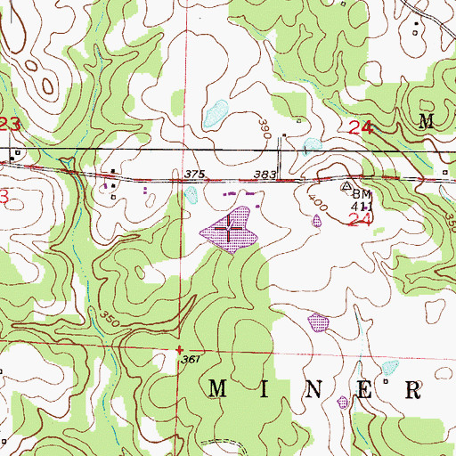 Topographic Map of Kever Lake, AR