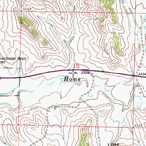Topographic Map of 03S46E15CAAA01 Well, MT