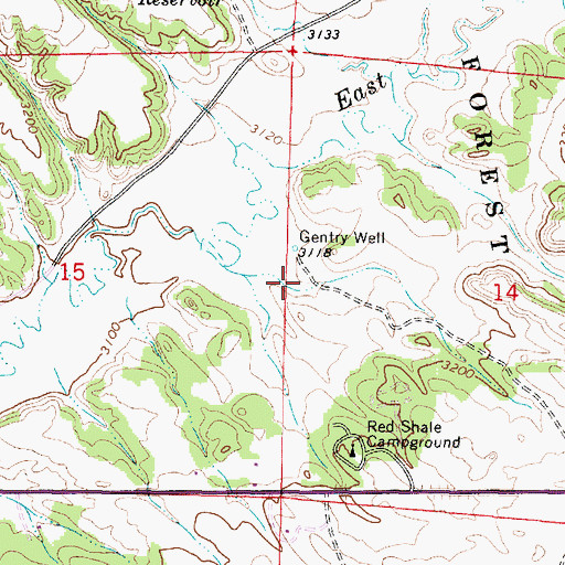 Topographic Map of 03S45E14BCCC01 Well, MT