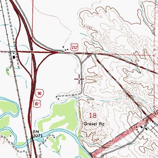 Topographic Map of 03S35E18BA__01 Well, MT