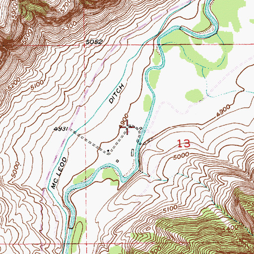 Topographic Map of 03S12E13BCDA01 Well, MT