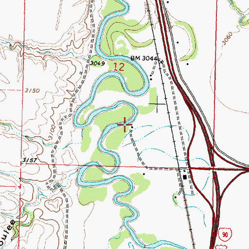 Topographic Map of 03S34E12DCBA01 Well, MT