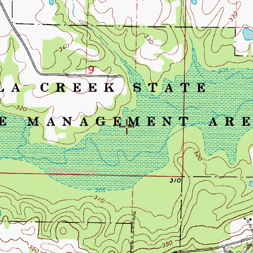 Topographic Map of Galla Creek Wildlife Lake, AR