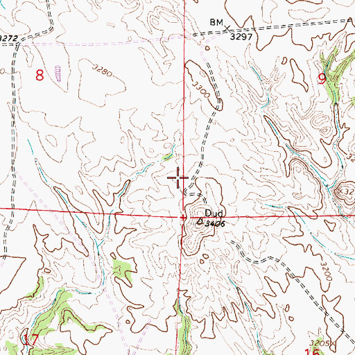 Topographic Map of 03S45E09CCCB01 Well, MT