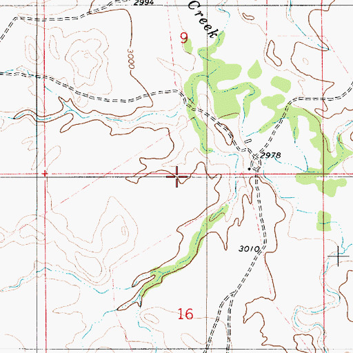 Topographic Map of 03S54E09DCC_02 Well, MT