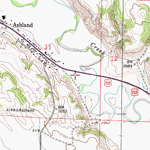 Topographic Map of 03S44E11DACB01 Well, MT