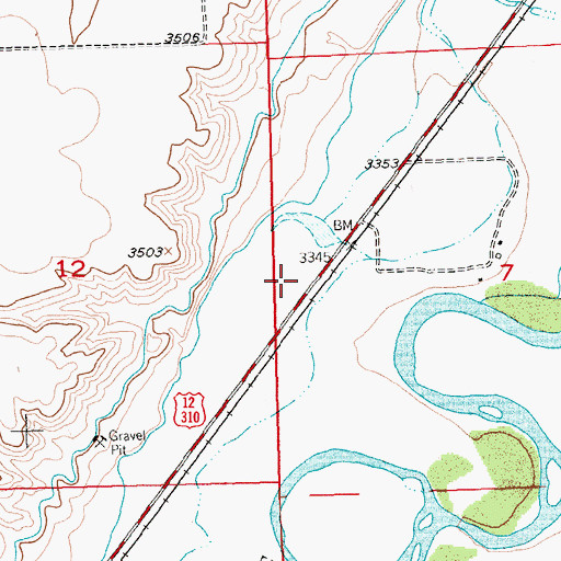 Topographic Map of 03S24E07CBBA01 Well, MT