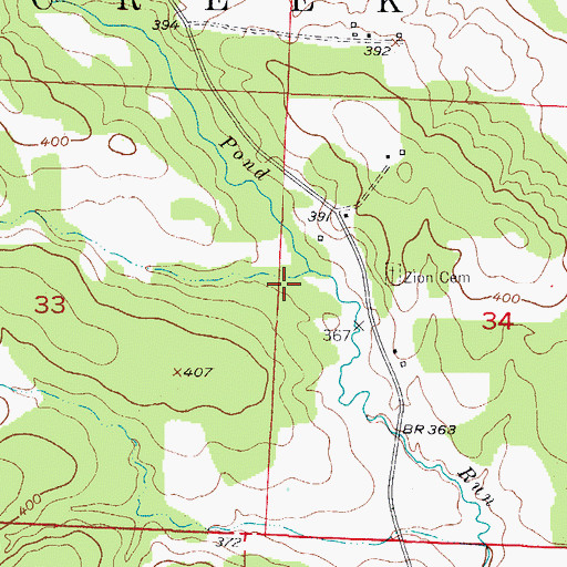 Topographic Map of North Fork Ozan Creek Watershed Site Five Dam, AR