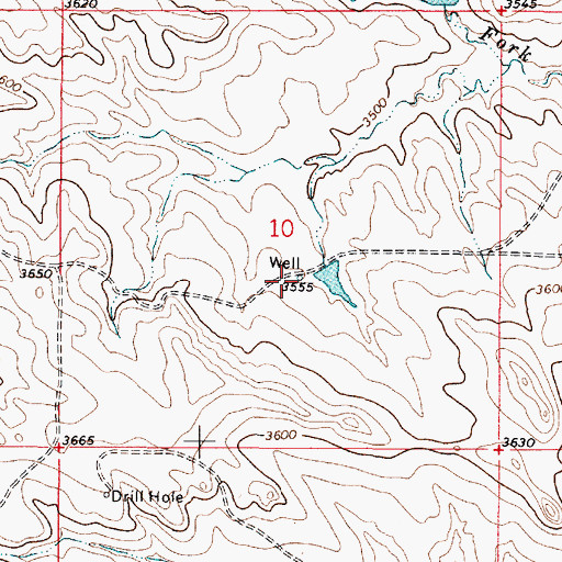 Topographic Map of 03S49E10DBBC01 Well, MT