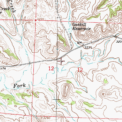Topographic Map of 03S45E12BDCC01 Well, MT