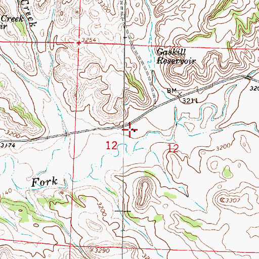 Topographic Map of 03S45E12BDCB02 Well, MT