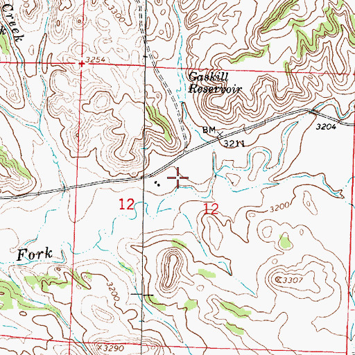 Topographic Map of 03S45E12BDDB01 Well, MT