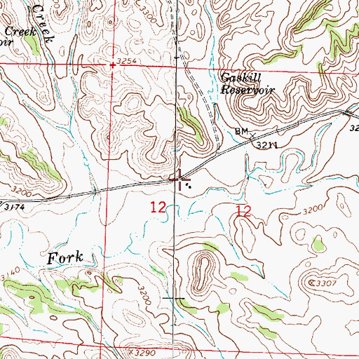 Topographic Map of 03S45E12BDCB01 Well, MT