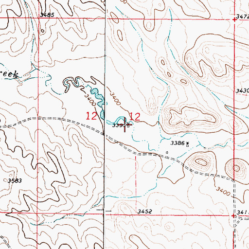 Topographic Map of 03S49E12CAAA01 Well, MT
