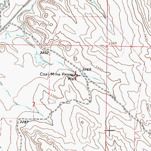 Topographic Map of 03S46E07ADBB01 Well, MT