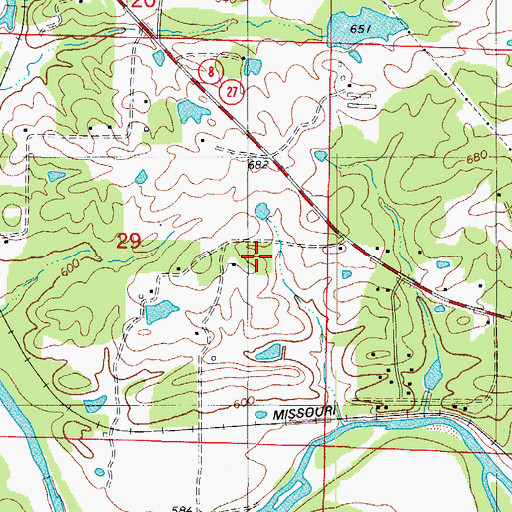 Topographic Map of Tigue Lake Dam, AR