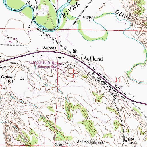 Topographic Map of 03S44E11BCAD01 Well, MT