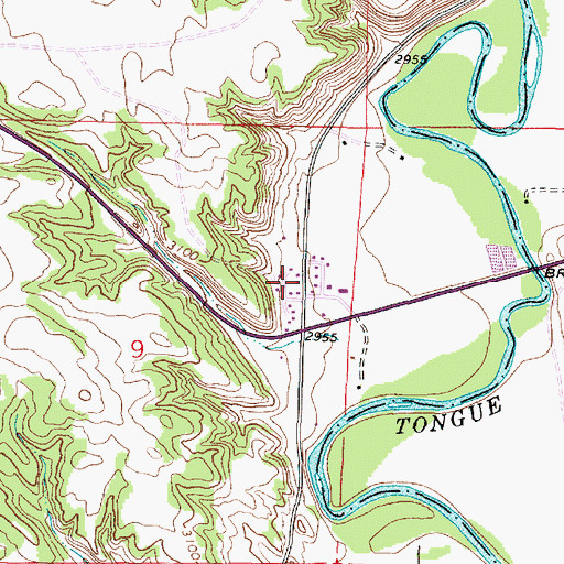 Topographic Map of 03S44E09ADA_01 Well, MT