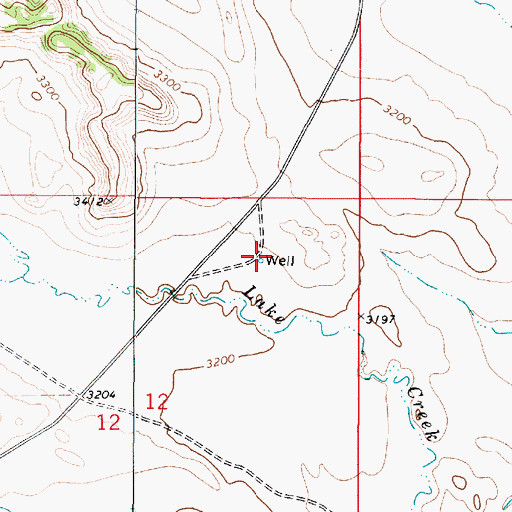 Topographic Map of 03S50E12AACB01 Well, MT