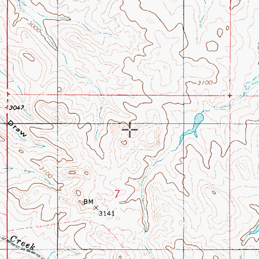 Topographic Map of 03S53E18ACBD01 Well, MT