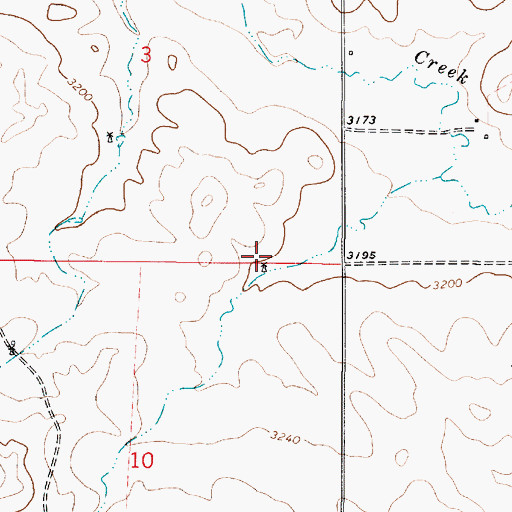 Topographic Map of 03S51E10AABB01 Well, MT